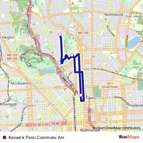 Keswick Penn Commuter Am bus Line Map