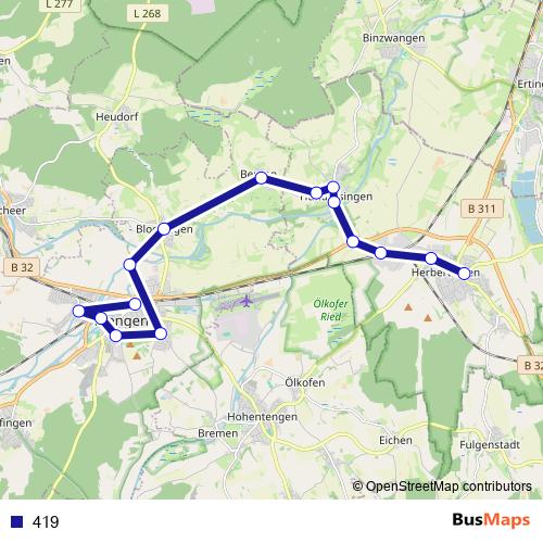 419 bus Line Map