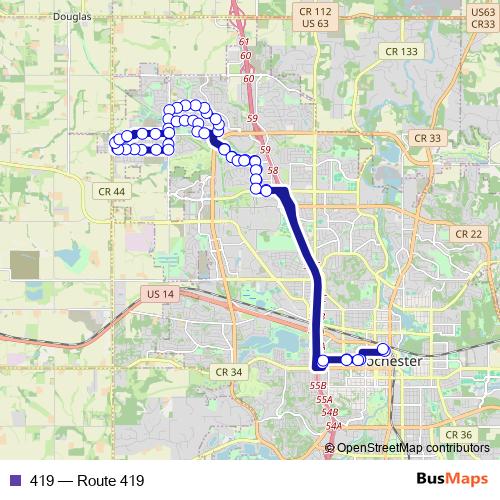 419 bus Line Map