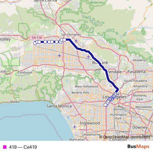 419 bus Line Map