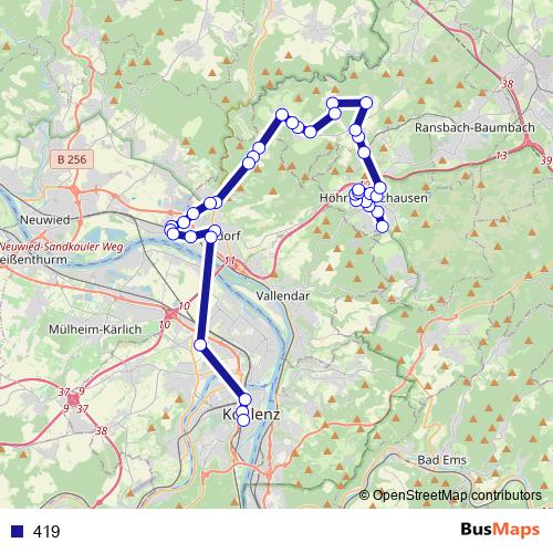 419 bus Line Map