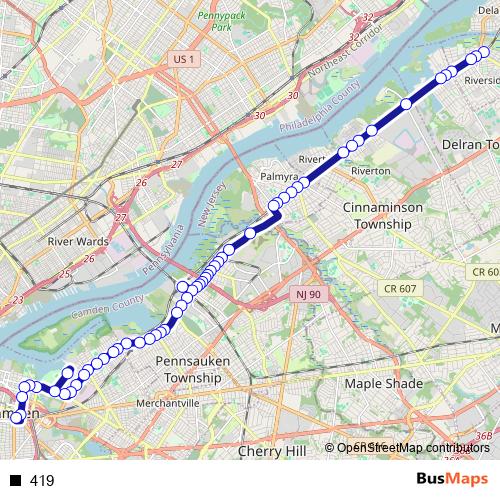 419 bus Line Map