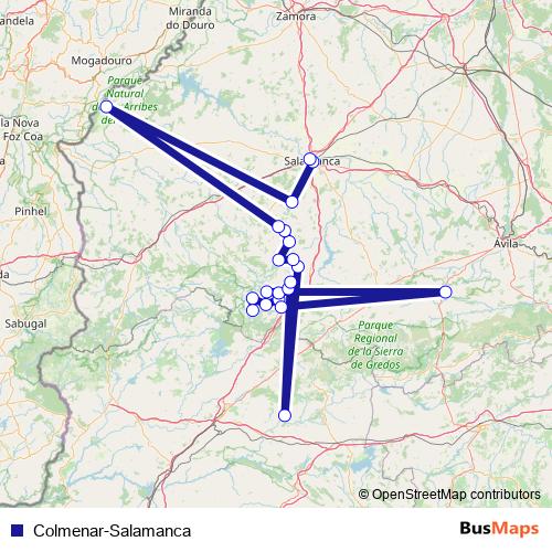 Colmenar-Salamanca bus Line Map