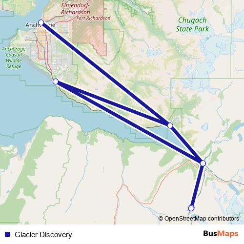 Glacier Discovery rail Line Map