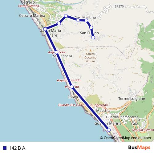 142 B A bus Line Map