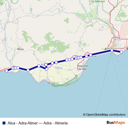 Alsa - Adra-Almer bus Line Map