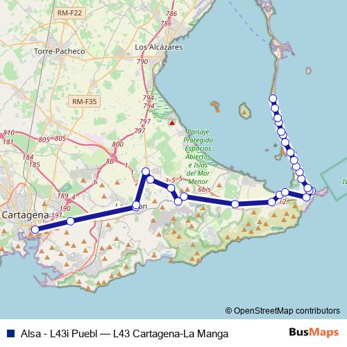 Alsa - L43i Puebl bus Line Map