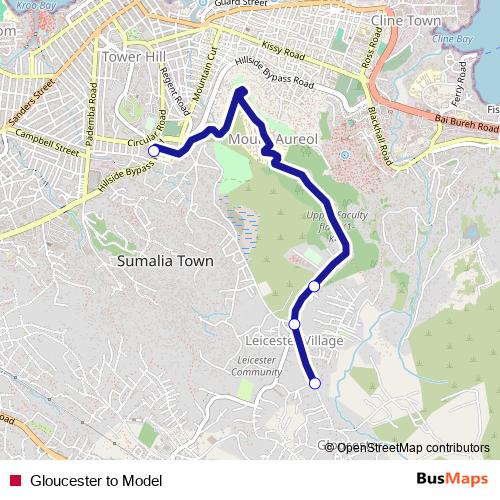 Gloucester to Model bus Line Map