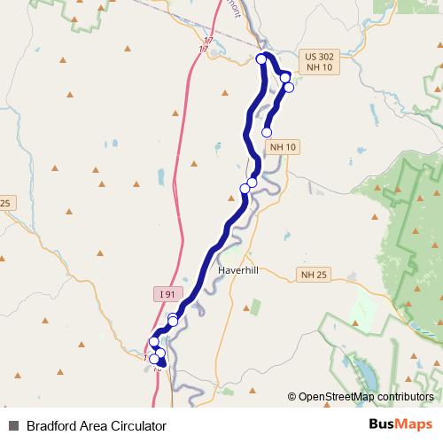 Bradford Area Circulator bus Line Map