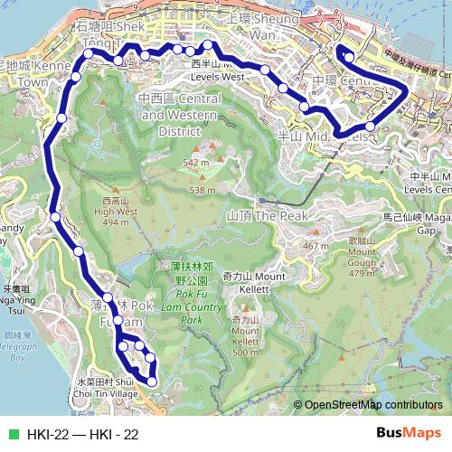 HKI-22 bus Line Map