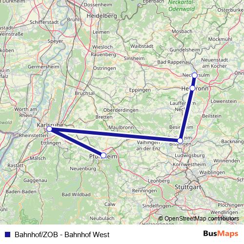 Bahnhof/ZOB - Bahnhof West rail Line Map