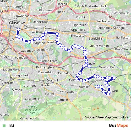 164 bus Line Map