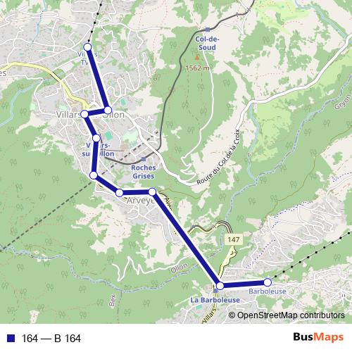 164 bus Line Map