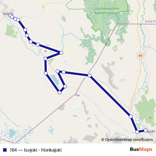 164 bus Line Map