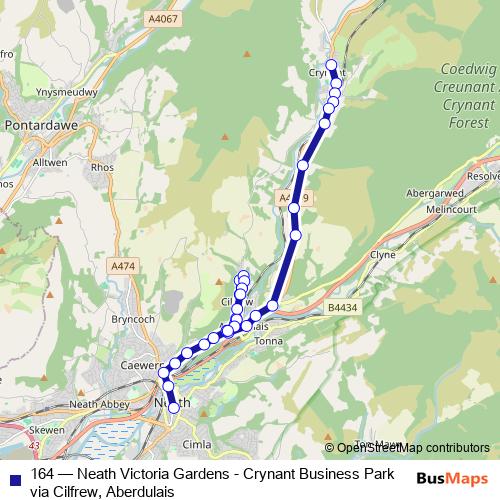 164 bus Line Map