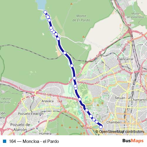 164 bus Line Map