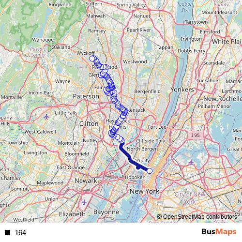 164 bus Line Map