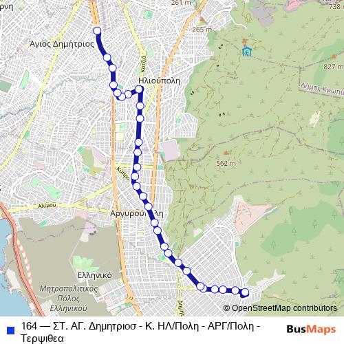 164 bus Line Map