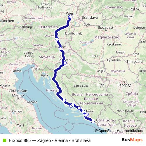 Flixbus 885 bus Line Map