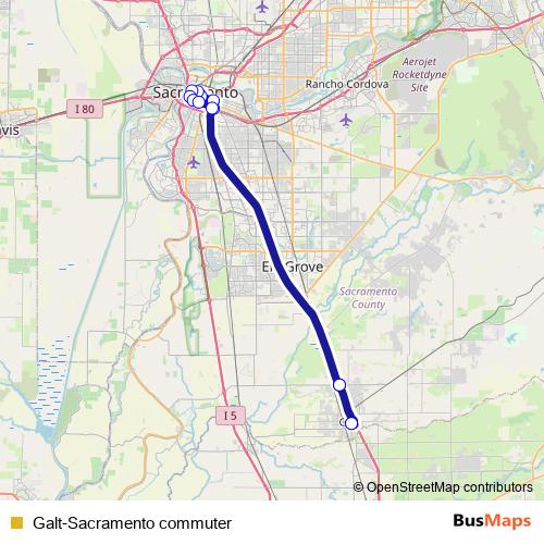Galt-Sacramento commuter bus Line Map