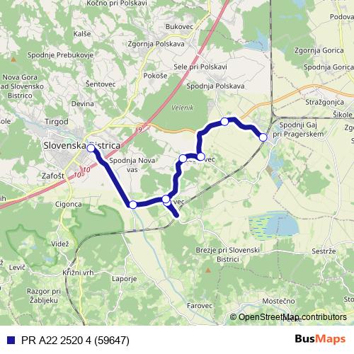 PR A22 2520 4 (59647) bus Line Map