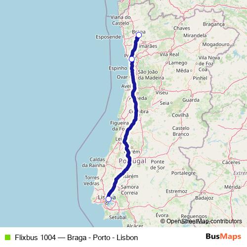 Flixbus 1004 bus Line Map