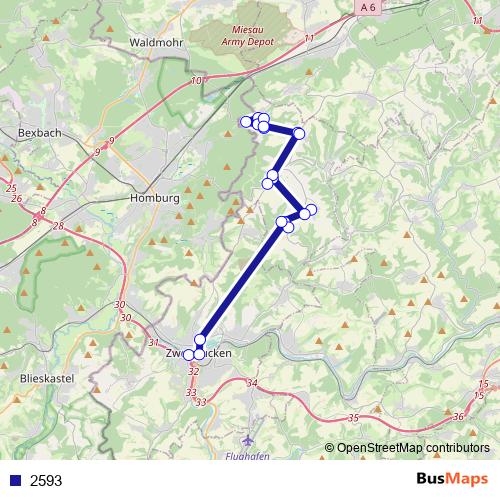 2593 bus Line Map