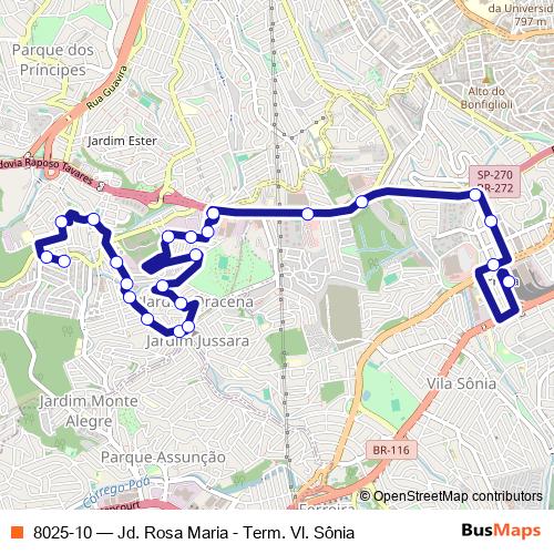 8025-10 bus Line Map