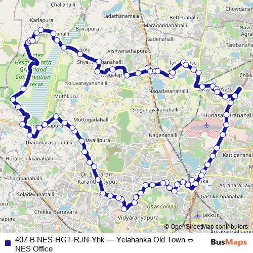 407-B NES-HGT-RJN-Yhk bus Line Map