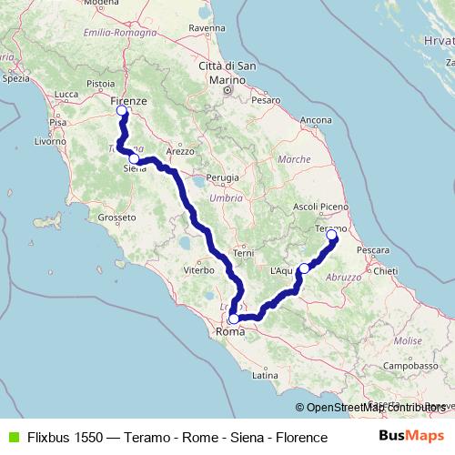 Flixbus 1550 bus Line Map