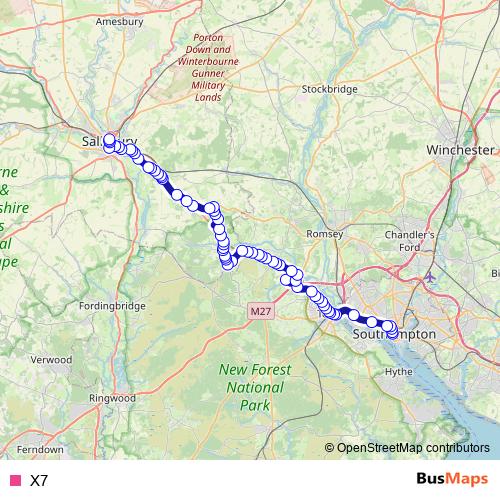 X7 bus Line Map