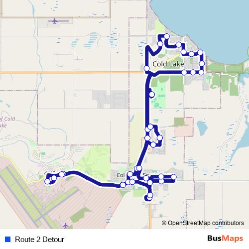 Route 2 Detour bus Line Map
