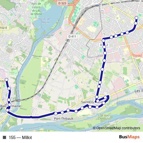 155 bus Line Map
