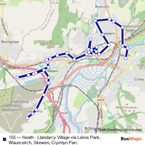 155 bus Line Map