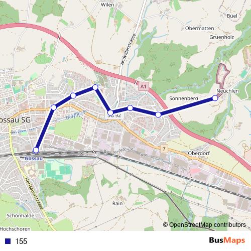 155 bus Line Map