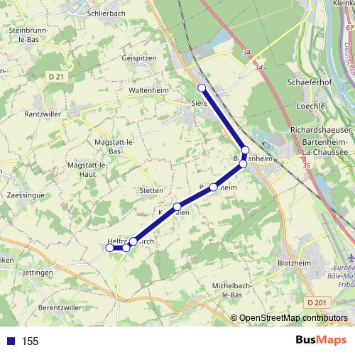 155 bus Line Map