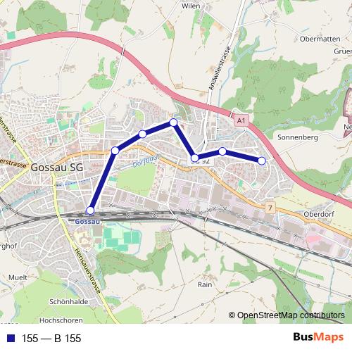 155 bus Line Map
