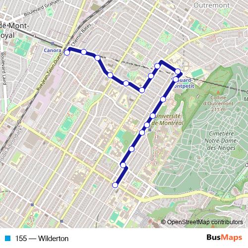 155 bus Line Map