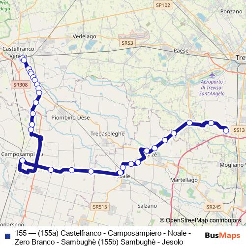 155 bus Line Map