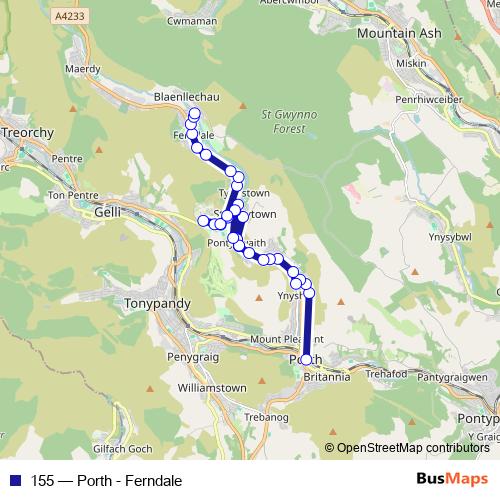 155 bus Line Map