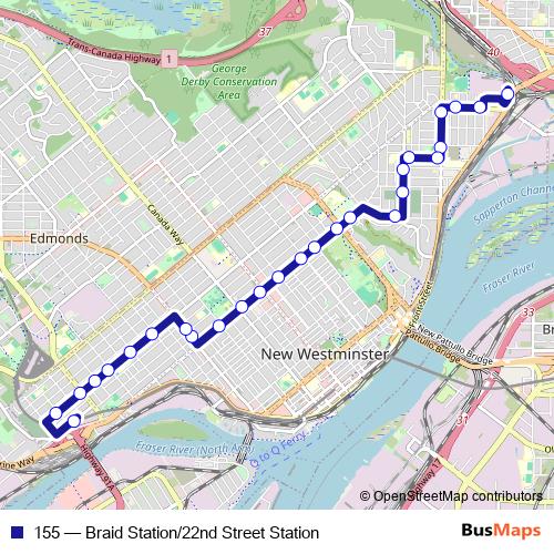 155 bus Line Map