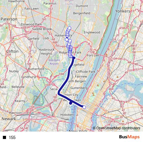 155 bus Line Map