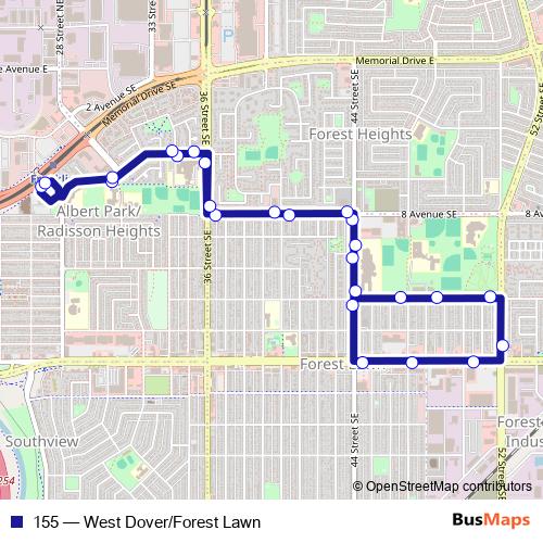 155 bus Line Map