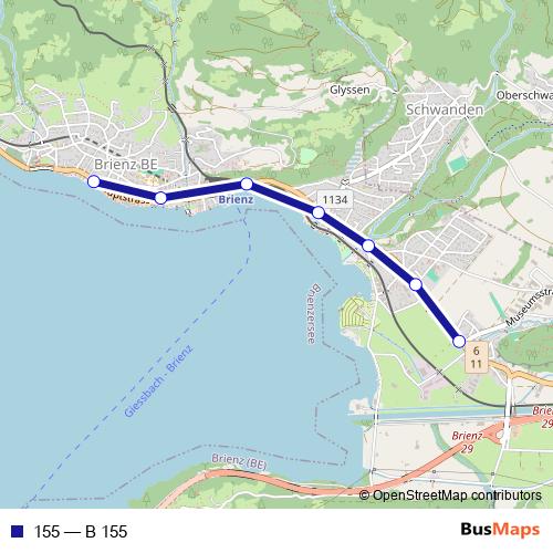 155 bus Line Map