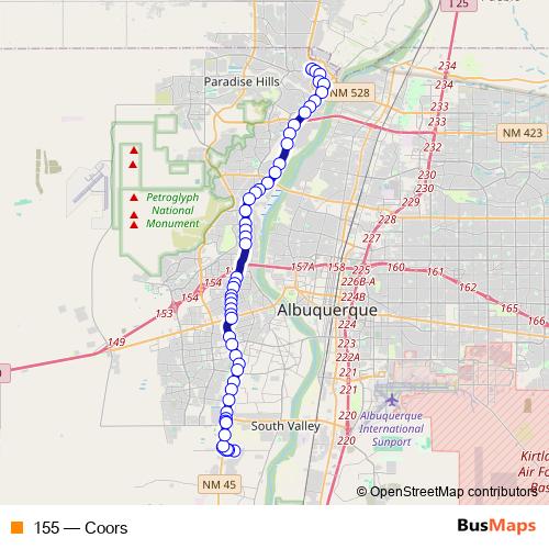 155 bus Line Map