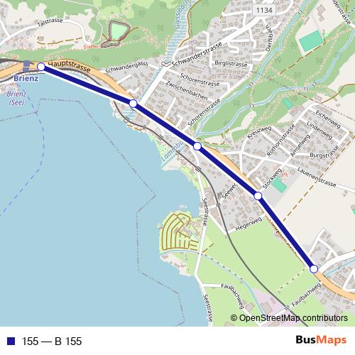 155 bus Line Map