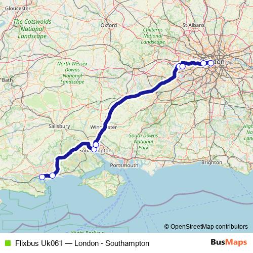 Flixbus Uk061 bus Line Map