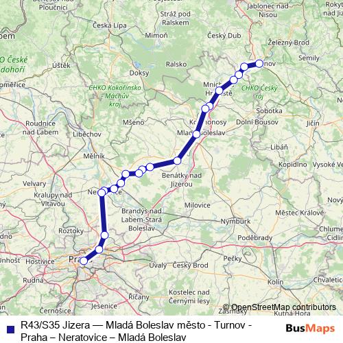 R43/S35 Jizera rail Line Map