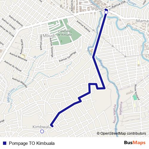 Pompage TO Kimbuala bus Line Map