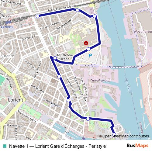 Navette 1 bus Line Map